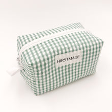 Load image into Gallery viewer, Green Gingham Quilted Boxy Pouch