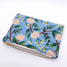 Load image into Gallery viewer, Blue Peony Zipper Pouch