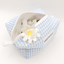 Load image into Gallery viewer, Blue Gingham Quilted Boxy Pouch
