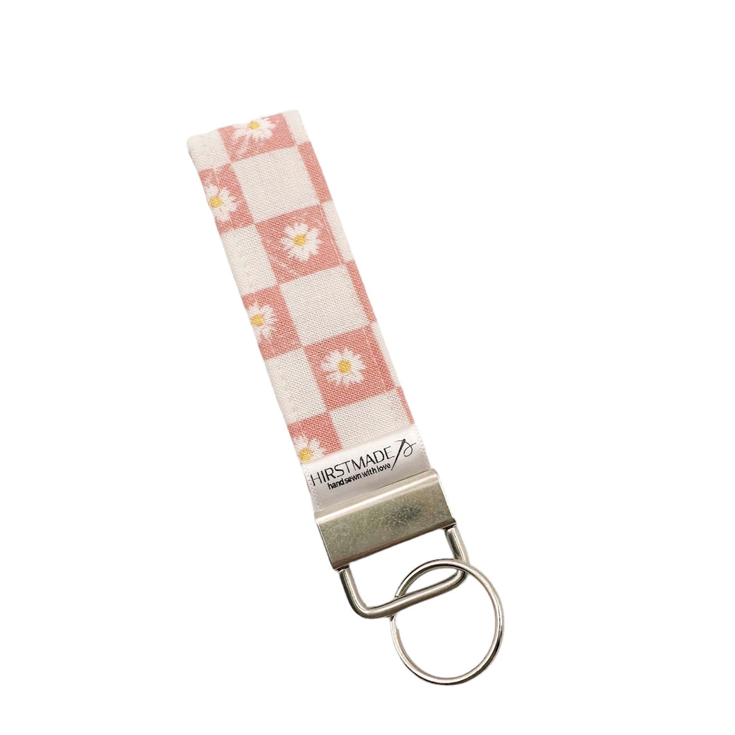 Pink Checker Keychain Fob