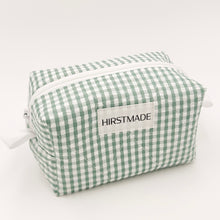 Load image into Gallery viewer, Green Gingham Quilted Boxy Pouch
