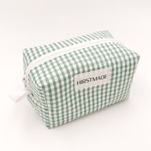 Load image into Gallery viewer, Green Gingham Quilted Boxy Pouch
