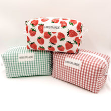 Load image into Gallery viewer, Red Gingham Quilted Boxy Pouch
