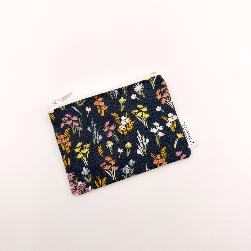 Navy Wildflower Mini Pouch