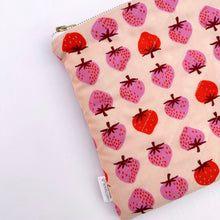 Load image into Gallery viewer, Pink Strawberry Quilted Pouch
