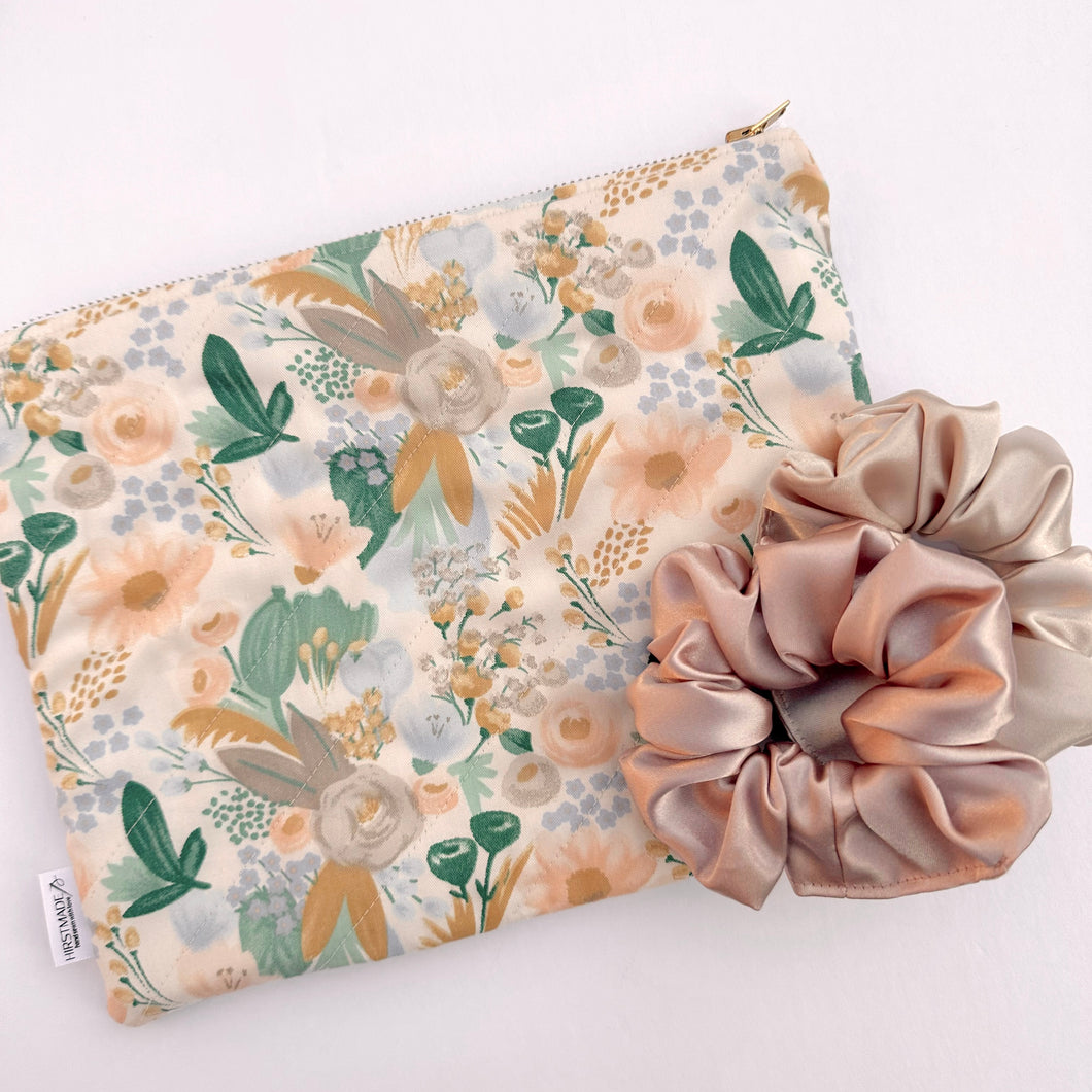 Muted Floral Quilted Pouch