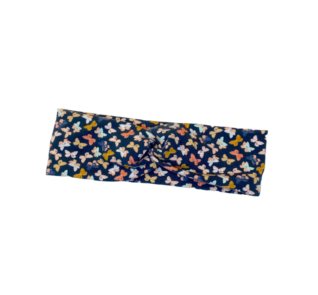 Navy Butterfly Twist Headband