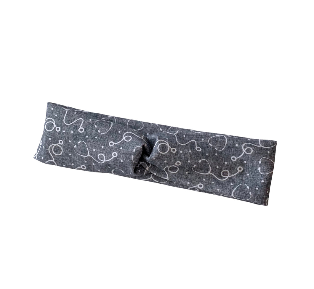 Grey Stethoscope Twist Headband