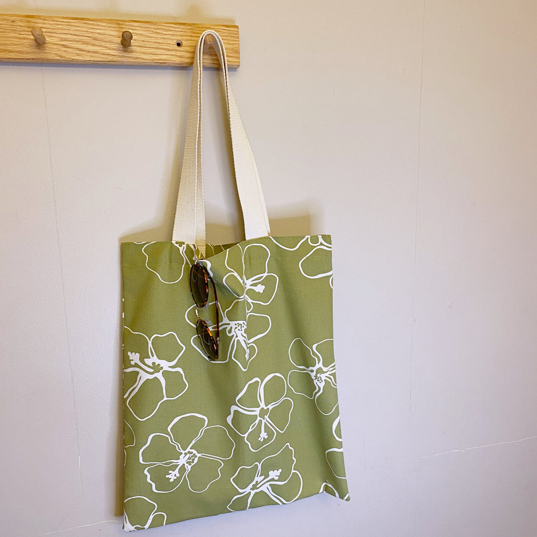 Green Hibiscus Tote Bag