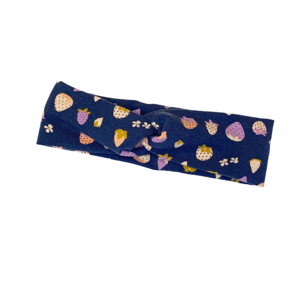 Navy Strawberry Twist Headband