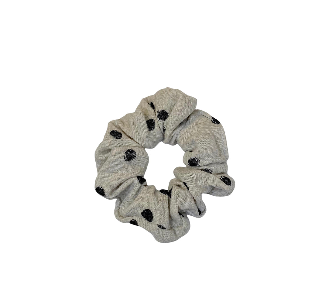 Grey Dot Scrunchie