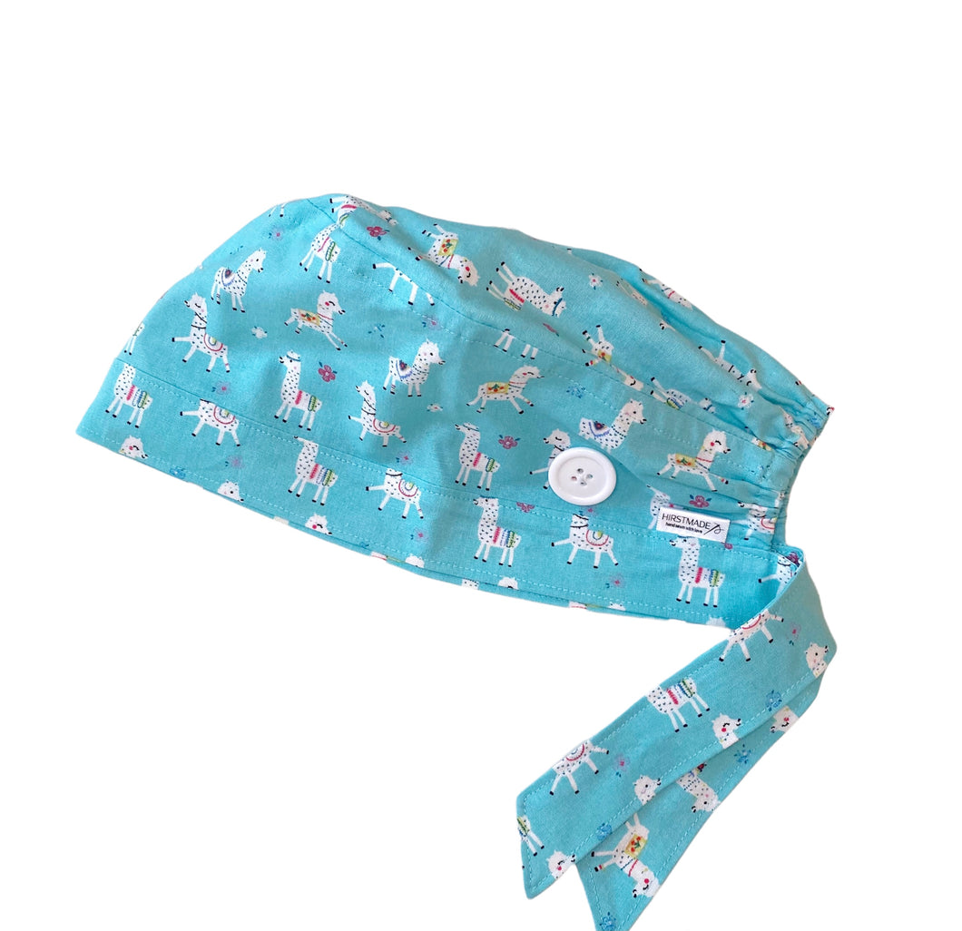 Blue Llama Scrub Cap