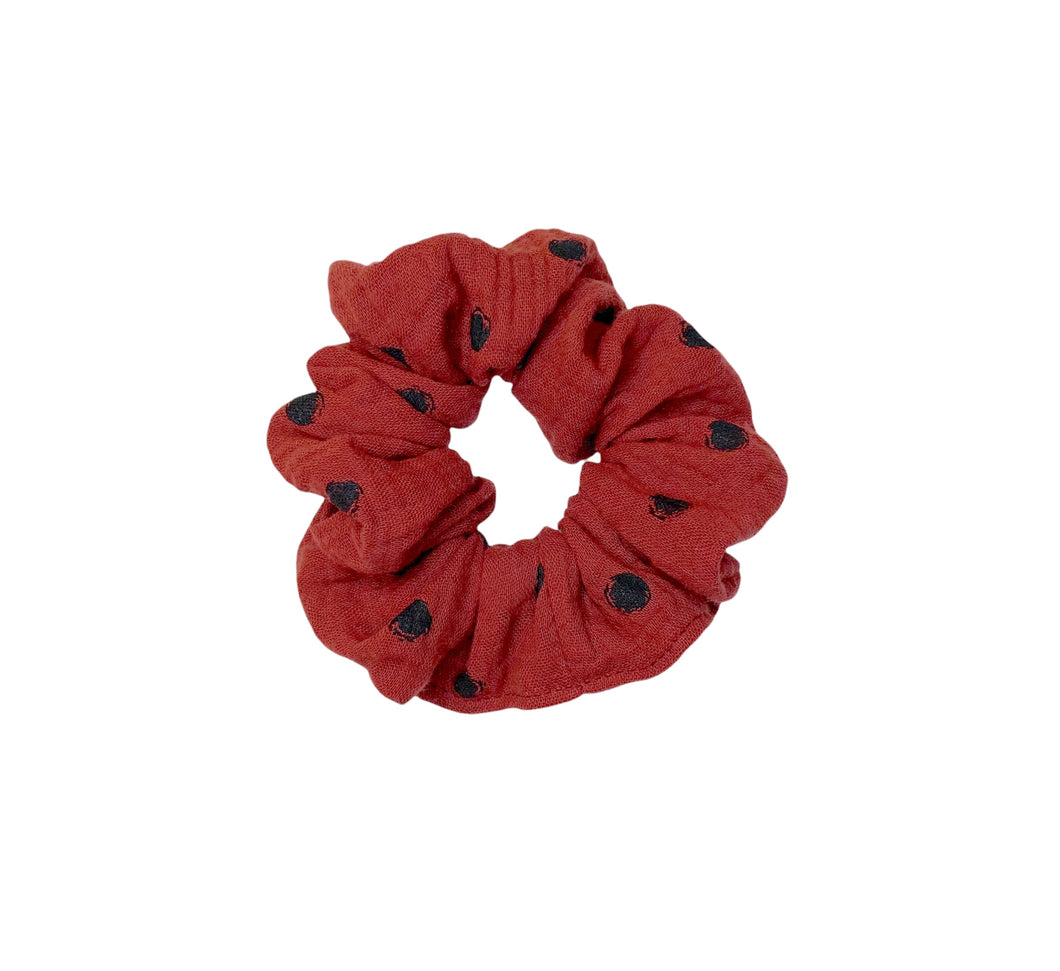 Burgundy Dot Scrunchie