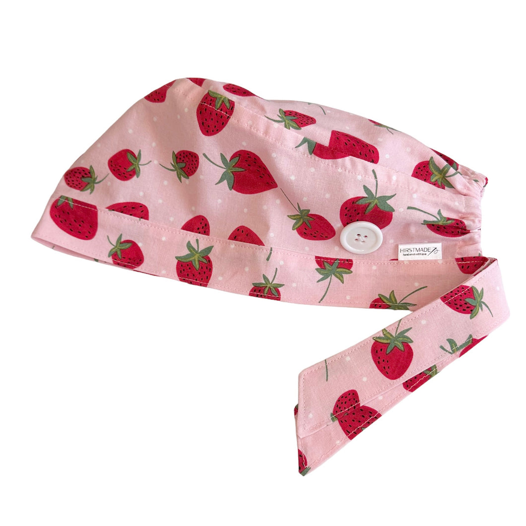 Pink Strawberries Scrub Cap