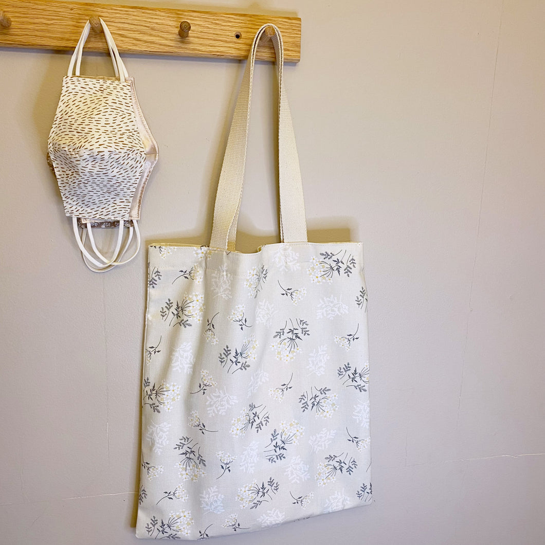 Ivory Floral Tote Bag