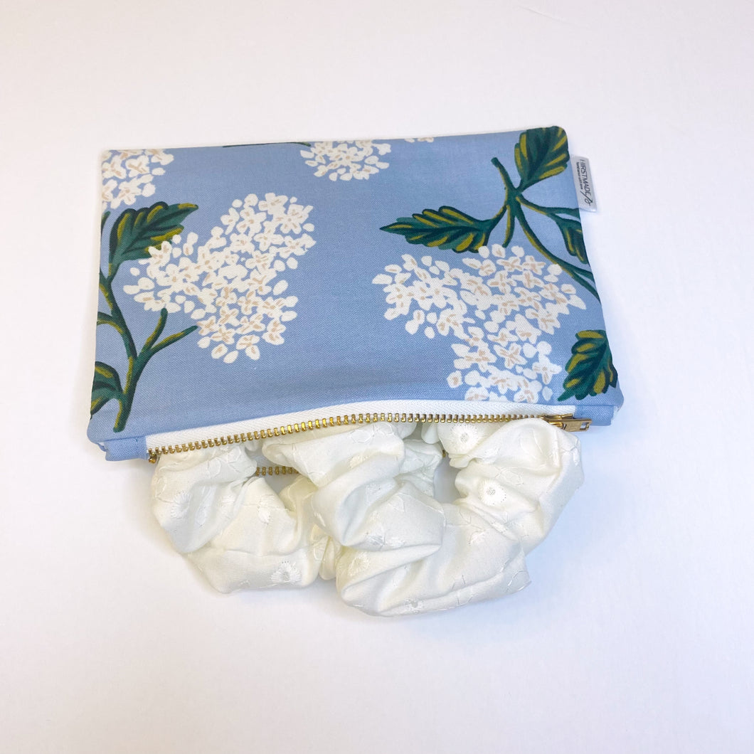 Blue Hydrangea Zipper Pouch