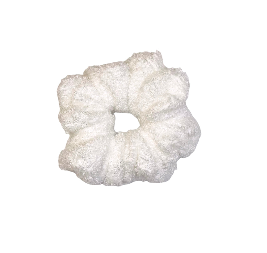 White Bamboo Terry Cloth Scrunchie