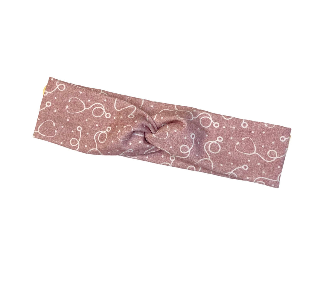 Mauve Stethoscope Twist Headband